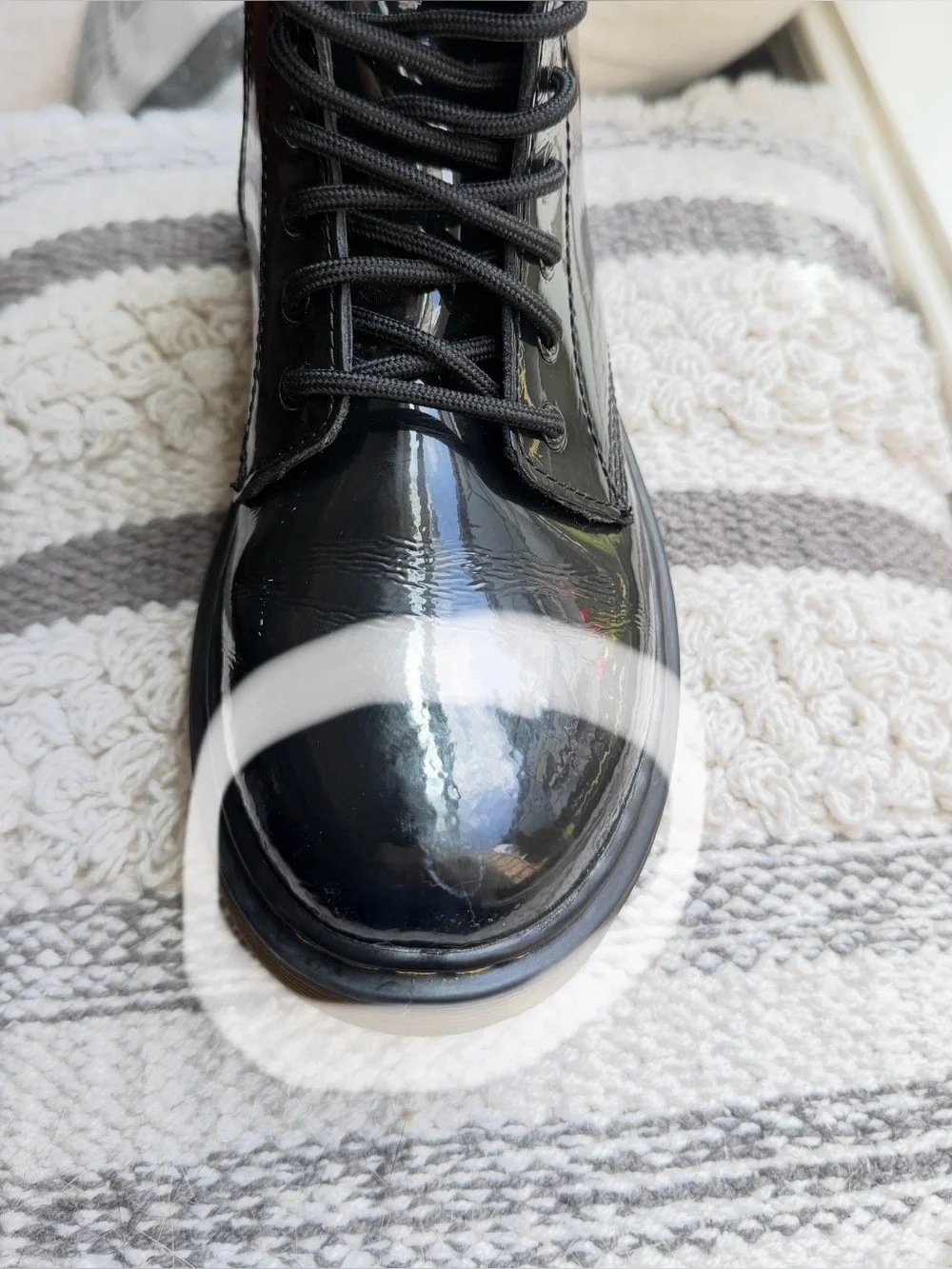 Dr. Martens Kids Black Patent Leather Lace-Up Boots Size US 2 No Box
